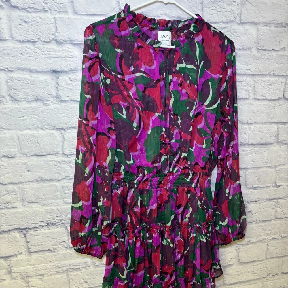 MISA Los Angeles Lorena mini dress Holiday Sparkle Abstract print Medium USA - Picture 15 of 16